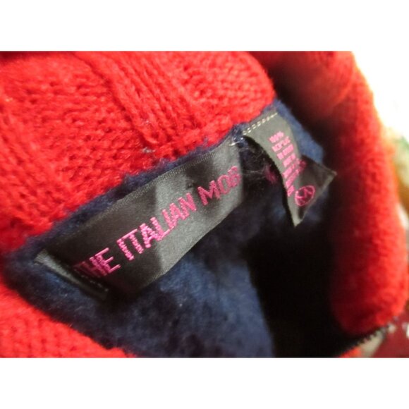 Medium Vintage Women's Knit Vest Jacket 1990's The Italian Mob Red/Blue Thick M - Picture 5 of 9